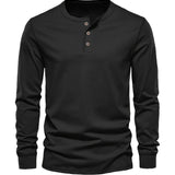 Camisa estilo Henley de algodón premium para Hombre