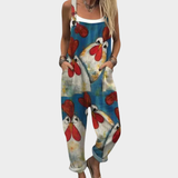 Byxdress med hönmotiv Blå