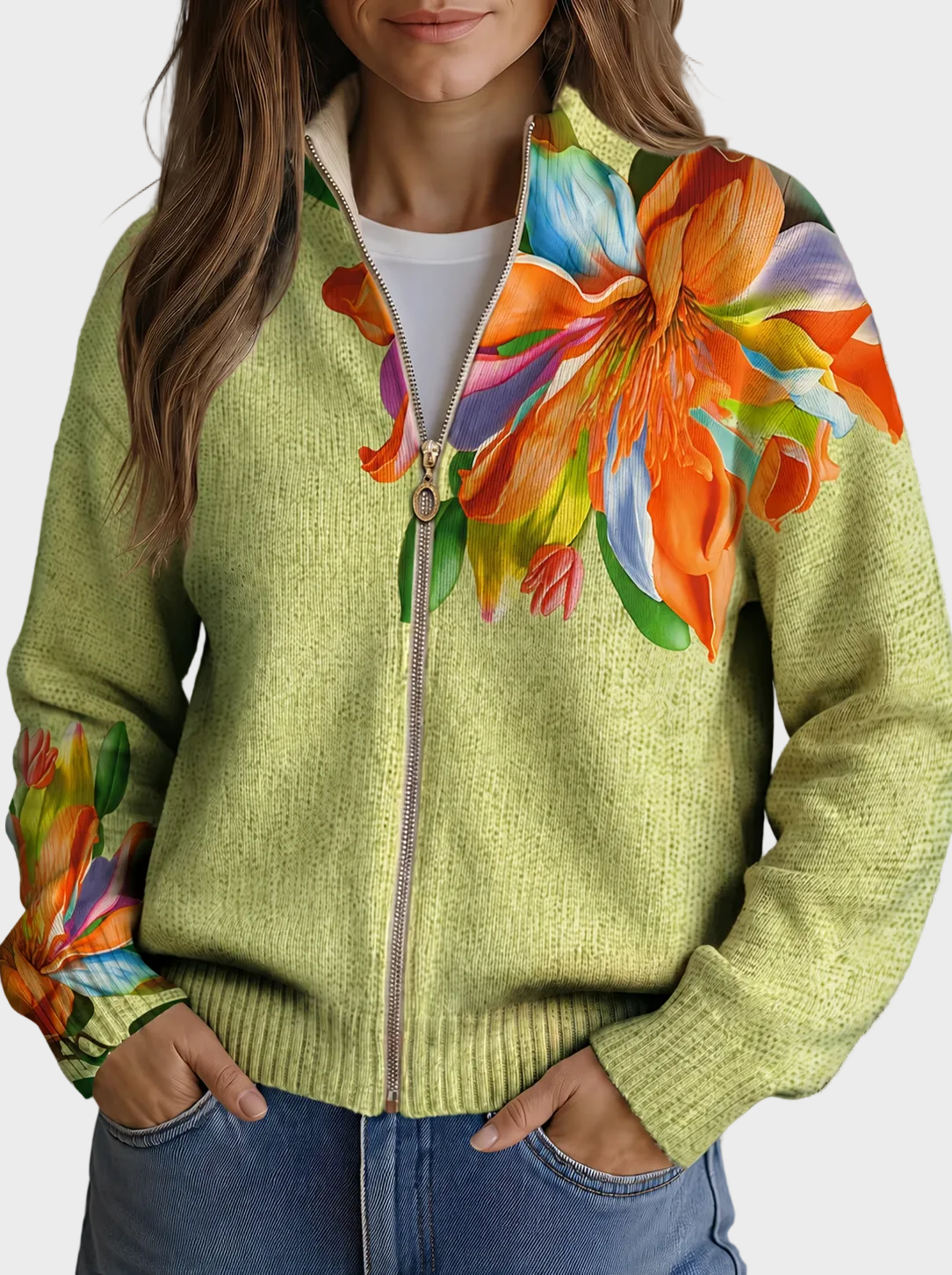 Sidonie – Cardigan med tropiska liljor