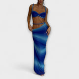 Jane - Stiligt Gradient Fläta Crop Top & Overskirt Duo