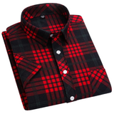 Camisa de cuadros de manga corta de algodón para Hombre