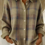 Taylor | Mjuk rutigt stickad cardigan