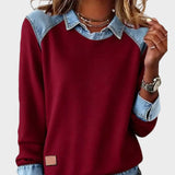 Ravit – Stickad blus med jeanskrage – bild 8