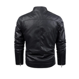 Chaqueta de Cuero con Forro de Fleece Retro