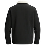 Chaqueta de terciopelo para hombre con cuello de sherpa y botones a presión - Negro