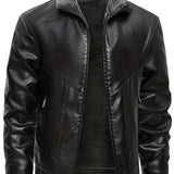 Chaqueta de Cuero Elegante con Forro de Forro Polar