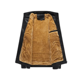Chaqueta de Cuero con Forro de Fleece Retro