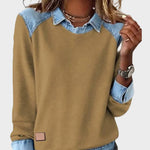 Ravit – Stickad blus med jeanskrage – bild 7
