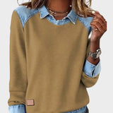 Ravit – Stickad blus med jeanskrage – bild 7
