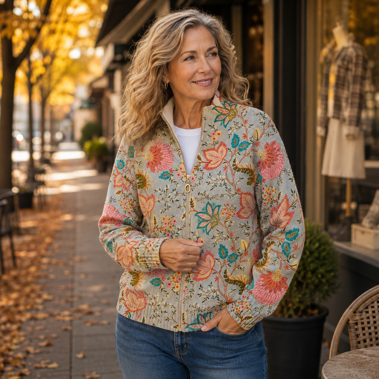 Xanthe – Cardigan med blommönster i vintagestil – bild 2
