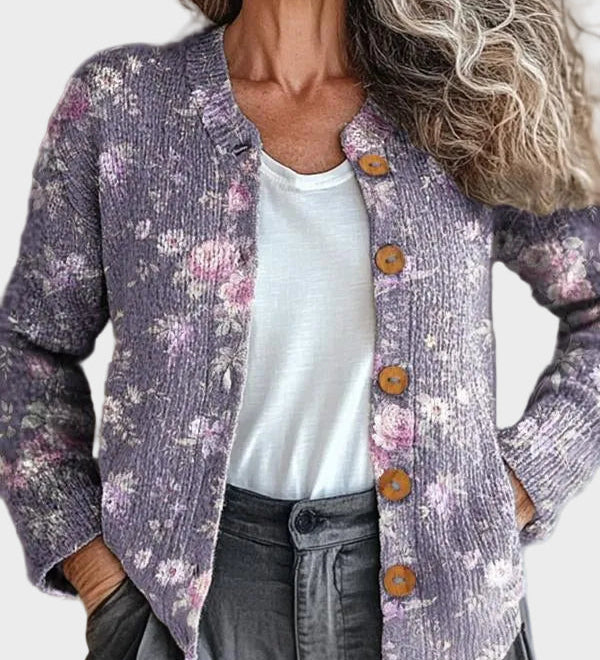 Cloverly™ – Blommig cardigan med knappar