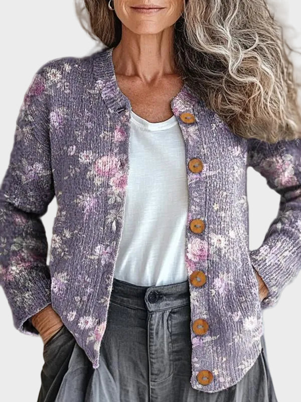Cloverly™ – Blommig cardigan med knappar