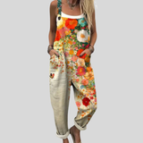 Byxdress med blommor Orange