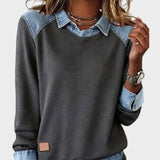 Ravit – Stickad blus med jeanskrage – bild 11