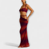 Jane - Stiligt Gradient Fläta Crop Top & Overskirt Duo
