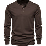 Camisa estilo Henley de algodón premium para Hombre