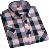 Camisa de cuadros de manga corta de algodón para Hombre