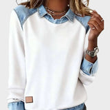 Ravit – Stickad blus med jeanskrage – bild 6