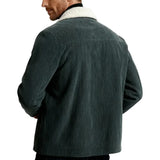 Chaqueta de hombre de terciopelo con cuello de sherpa y botones a presión - Gris oscuro