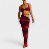 Jane - Stiligt Gradient Fläta Crop Top & Overskirt Duo