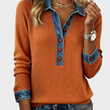 Ravit – Stickad blus med jeanskrage – bild 5