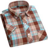 Camisa de cuadros de manga corta de algodón para Hombre