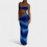 Jane - Stiligt Gradient Fläta Crop Top & Overskirt Duo
