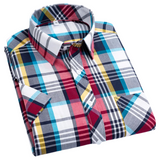 Camisa de cuadros de manga corta de algodón para Hombre