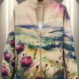 Birgit™ | Cardigan med akvarell-landskap