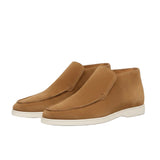 Mocasines de Cuero para Hombres – Estilo Slip-On Chukka, Tacón Plano – Marrón