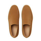Mocasines de Cuero para Hombres – Estilo Slip-On Chukka, Tacón Plano – Marrón