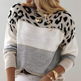 Diane | Stickad tröja med leopardaccent