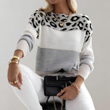 Diane | Stickad tröja med leopardaccent