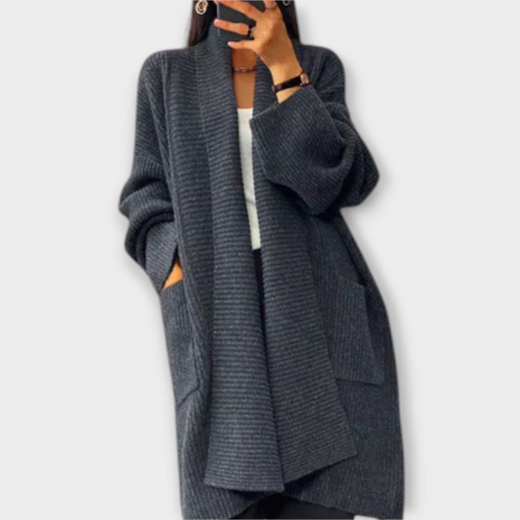 Euphemia – Lång flätstickad cardigan – bild 2