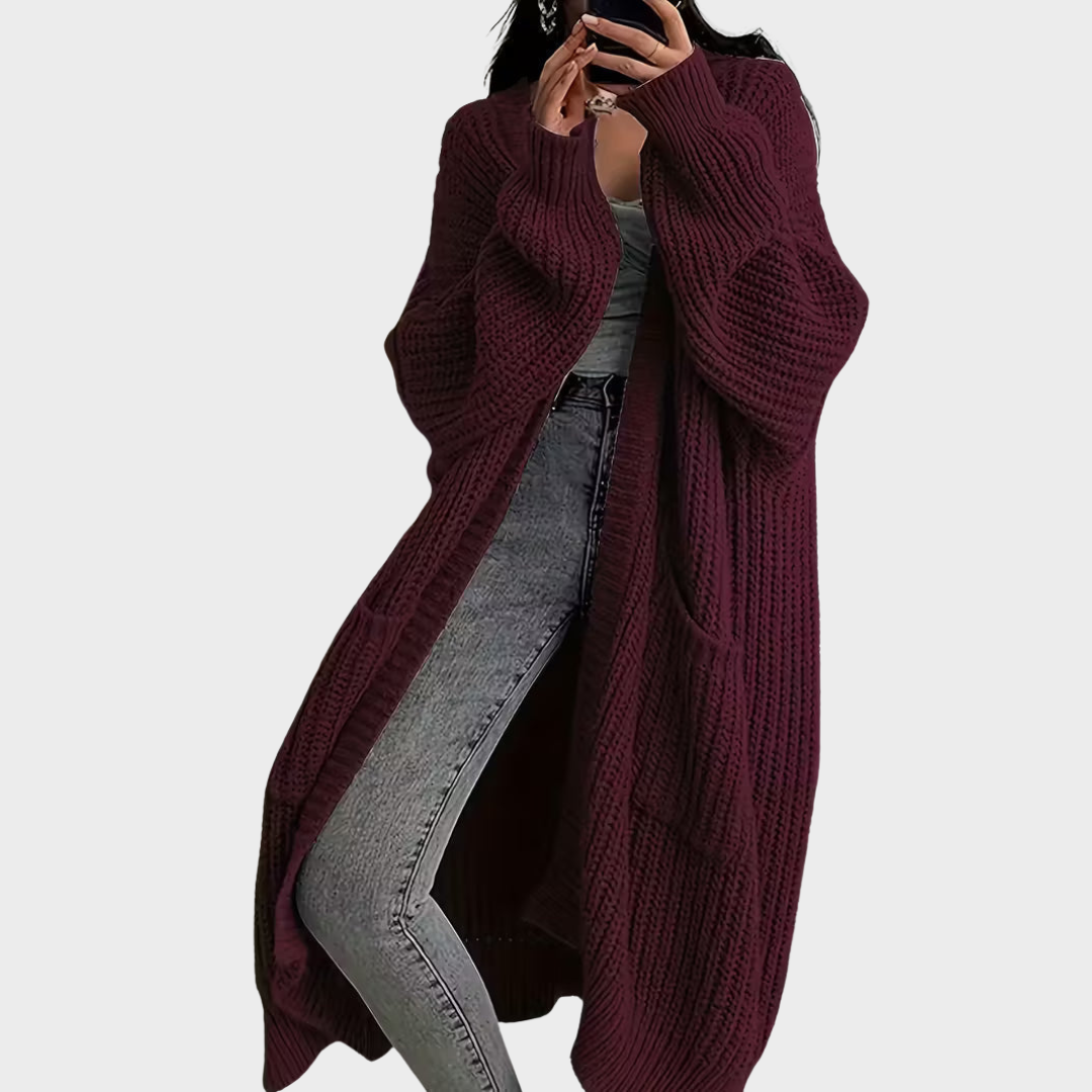 Piper – Lång flätstickad cardigan