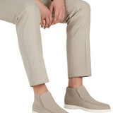 Mocasines de Ante para Hombres – Estilo Slip-On Chukka, Tacón Plano – Greige