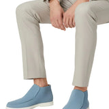 Mocasines de Ante para Hombres – Estilo Slip-On Chukka, Suela Plana – Azul Claro