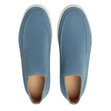 Mocasines de Ante para Hombres – Estilo Slip-On Chukka, Suela Plana – Azul Claro