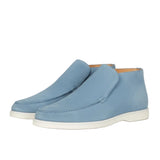 Mocasines de Ante para Hombres – Estilo Slip-On Chukka, Suela Plana – Azul Claro