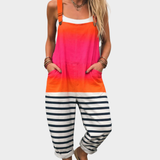 Latzhose Orange-Pink med ränder