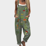 Byxdress med svampmotiv olivgrön