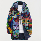 Sylviane | Hoodie med färgglad kattdesign