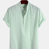 Camisa elegante de manga corta en algodón premium para Hombre – Azul
