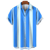 Camisa de rayas de manga corta de algodón premium para Hombre