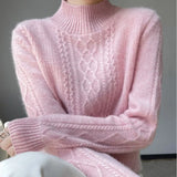 Blanche | Kabelstickad polotröja i rosa