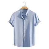 Camisa Atemporal de manga corta en algodón premium para Hombre – Azul Marino