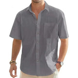Camisa Atemporal de manga corta en algodón y lino para Hombre