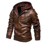 Chaqueta de cuero con capucha