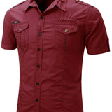 Camisa estilo cargo de manga corta de algodón para Hombre
