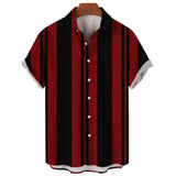 Camisa de rayas de manga corta de algodón premium para Hombre